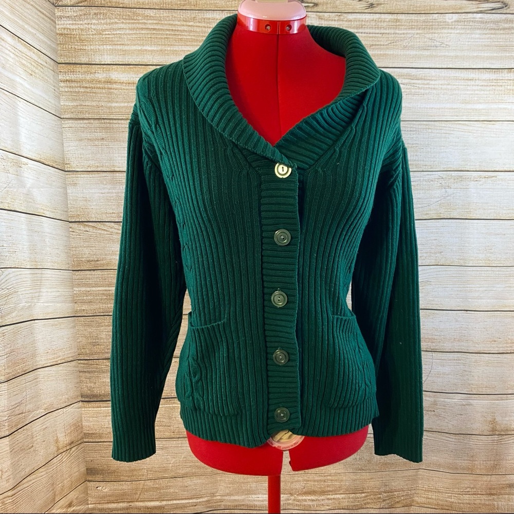 Vintage Montgomery Ward Shall Neck Button Up Cardigan Sweater Women’s Size 38